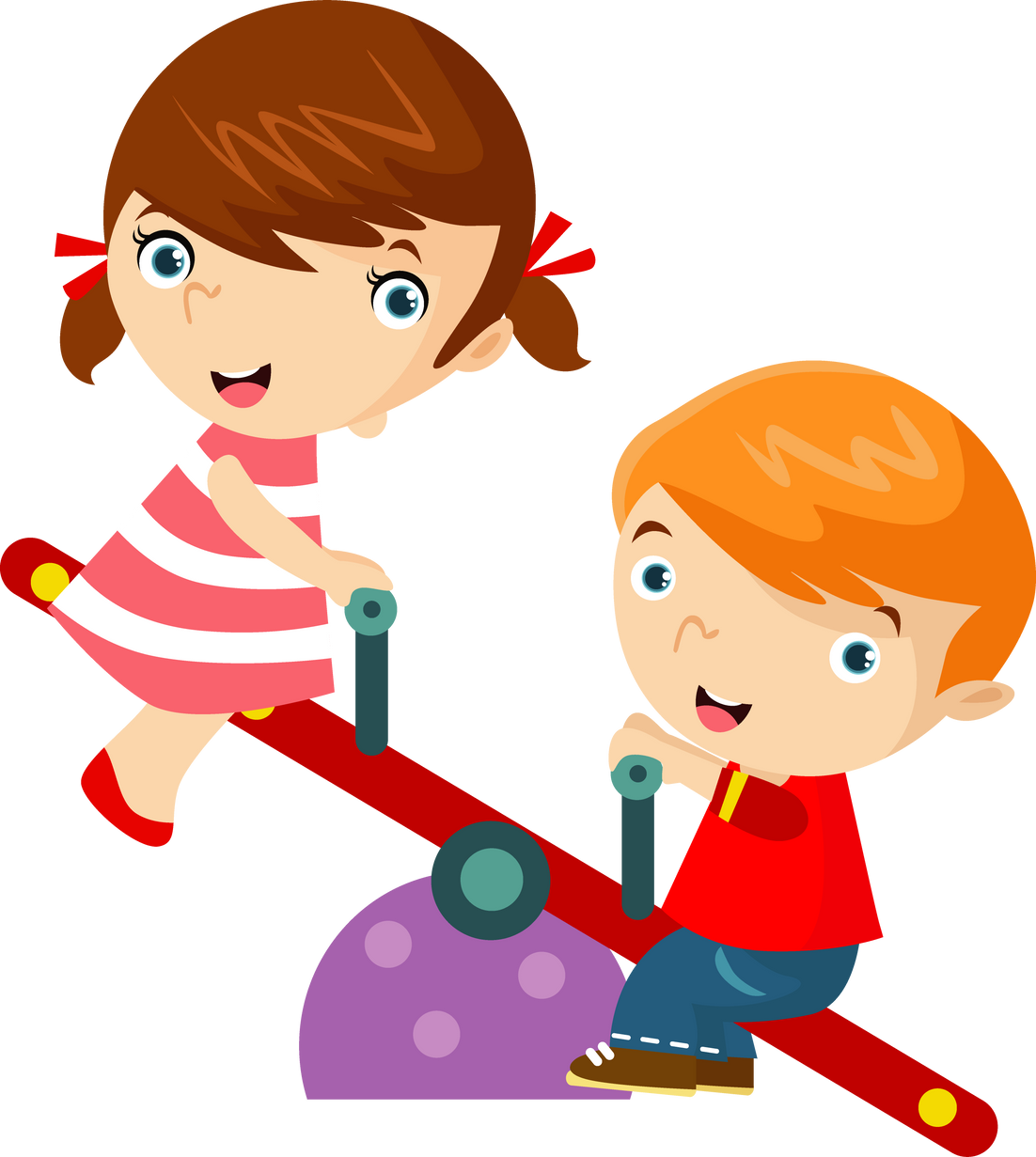 Children on Seesaw Illustration